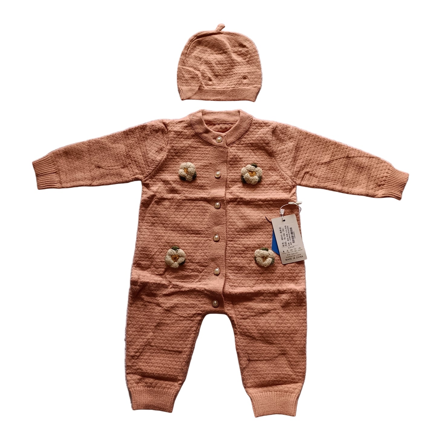 ROMPER KNITTED WITH HAT (FLOWER)