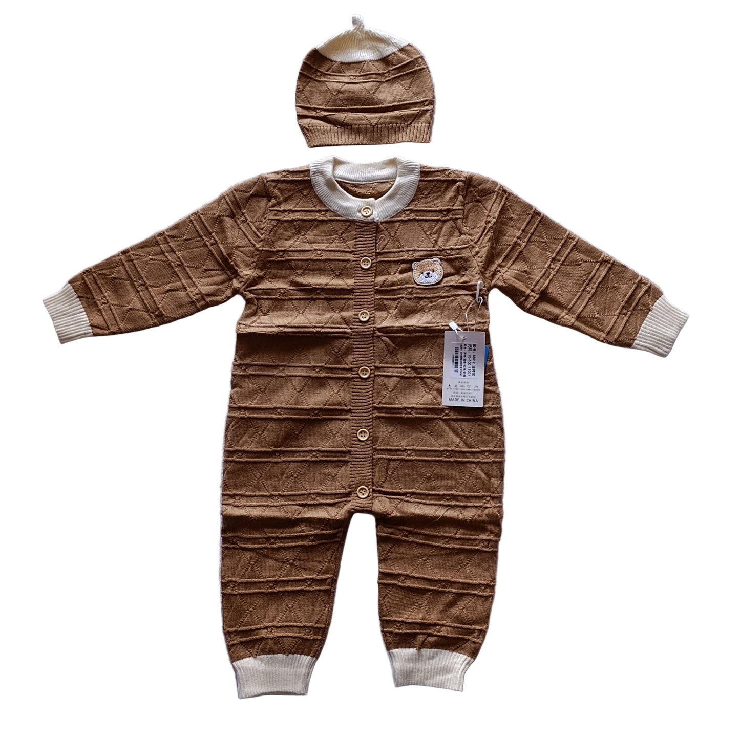 ROMPER KNITTED WITH HAT (BARE FACE)