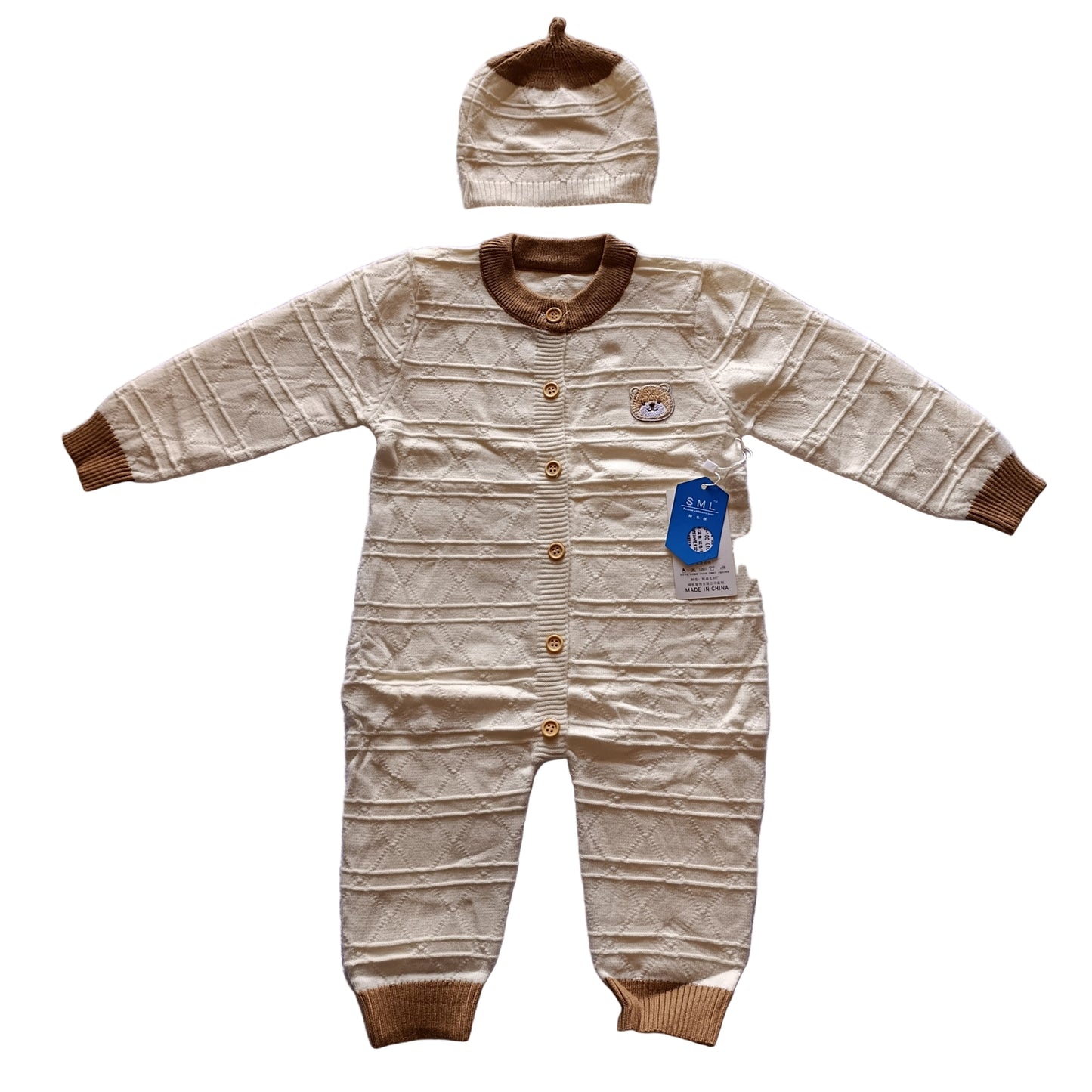 ROMPER KNITTED WITH HAT (BARE FACE)