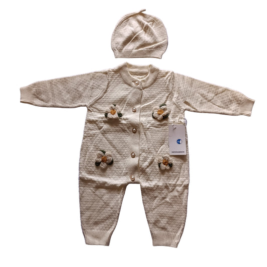 ROMPER KNITTED WITH HAT (FLOWER)