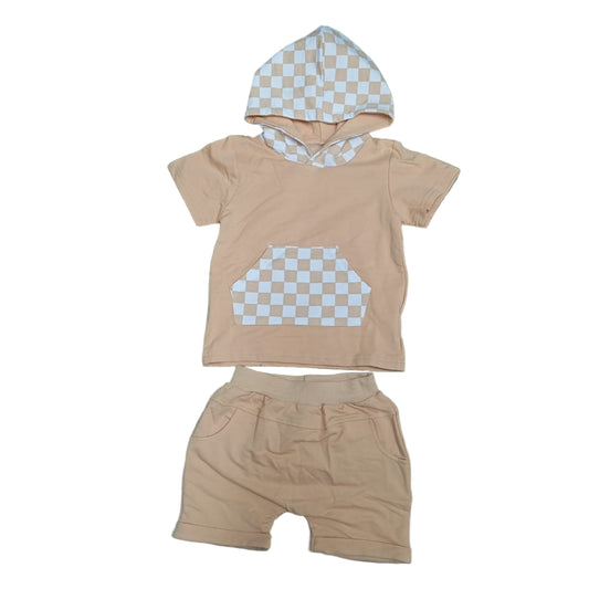 SUIT 2PC CHECKED HOODED