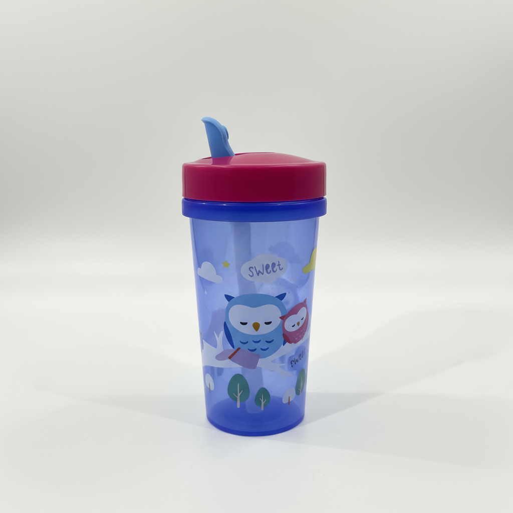 Blue Sweet Owl Straw Cup