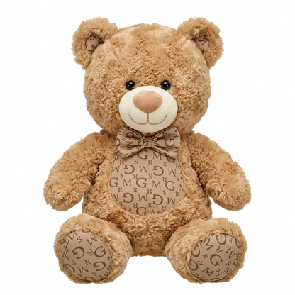 Brown teddy bear on a white background