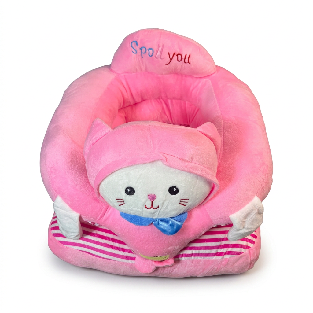 Pink cat baby seat on a white background