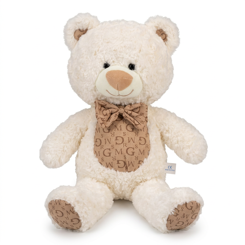 Pink teddy bear on a white background
